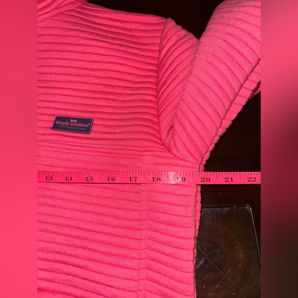 Simply Southern Size Medium Women's Pink Ribbed Pullover Jacket Bow‎ Logo - Picture 8 of 10